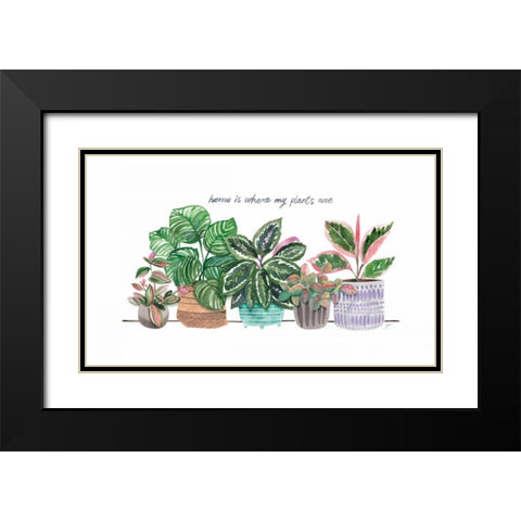 Happy House Plants I Black Modern Wood Framed Art Print with Double Matting by Panganiban, Karyn