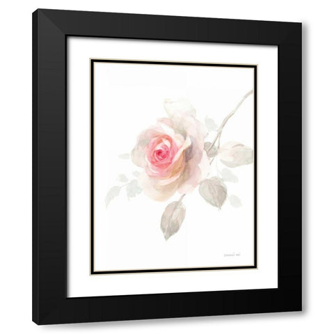 Gentle Rose II Black Modern Wood Framed Art Print with Double Matting by Nai, Danhui