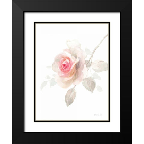 Gentle Rose II Black Modern Wood Framed Art Print with Double Matting by Nai, Danhui