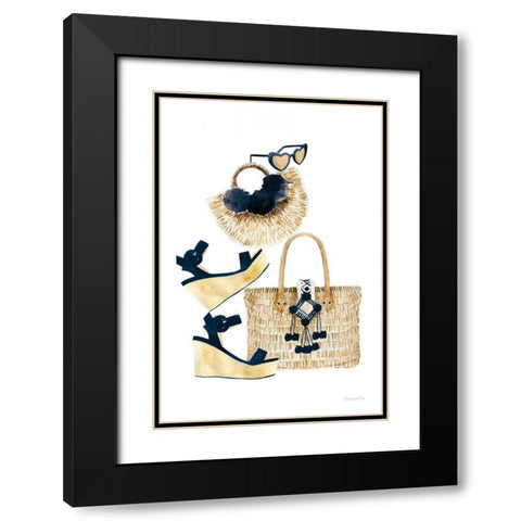 Beach Glam I Navy Black Modern Wood Framed Art Print with Double Matting by Charro, Mercedes Lopez