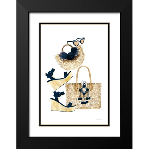 Beach Glam I Navy Black Modern Wood Framed Art Print with Double Matting by Charro, Mercedes Lopez