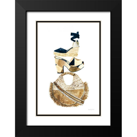Beach Glam II Navy Black Modern Wood Framed Art Print with Double Matting by Charro, Mercedes Lopez