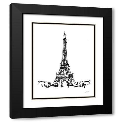Eiffel Tower Sketch Black Modern Wood Framed Art Print with Double Matting by Tavoletti, Anne
