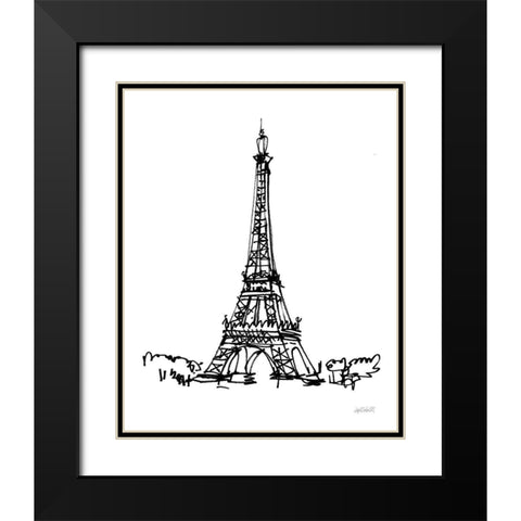 Eiffel Tower Sketch Black Modern Wood Framed Art Print with Double Matting by Tavoletti, Anne