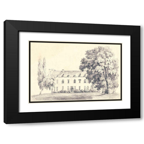 Country House Sketch Black Modern Wood Framed Art Print with Double Matting by Wild Apple Portfolio