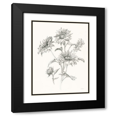 Farm Nostalgia Flowers I Dark Gray Black Modern Wood Framed Art Print with Double Matting by Nai, Danhui