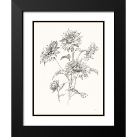 Farm Nostalgia Flowers I Dark Gray Black Modern Wood Framed Art Print with Double Matting by Nai, Danhui