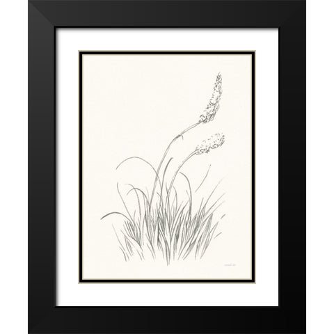 Farm Nostalgia Flowers IV Dark Gray Black Modern Wood Framed Art Print with Double Matting by Nai, Danhui