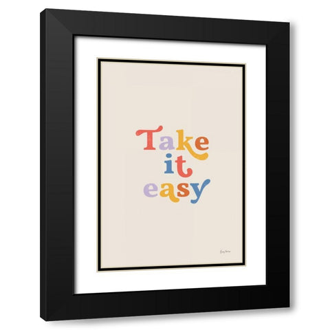 Take it Easy Bright Black Modern Wood Framed Art Print with Double Matting by Thorns, Becky