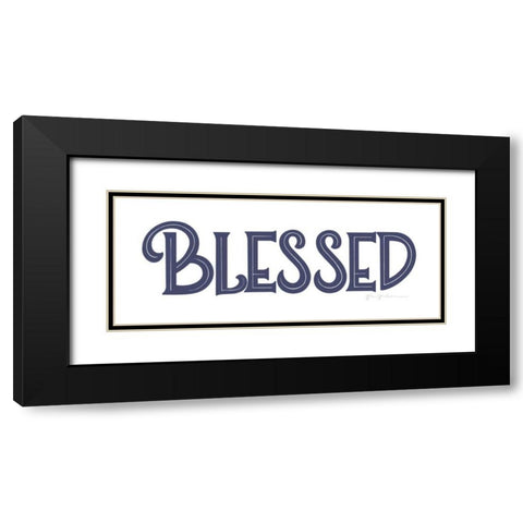 Farmhouse Blessed Navy Black Modern Wood Framed Art Print with Double Matting by Graham, Gia