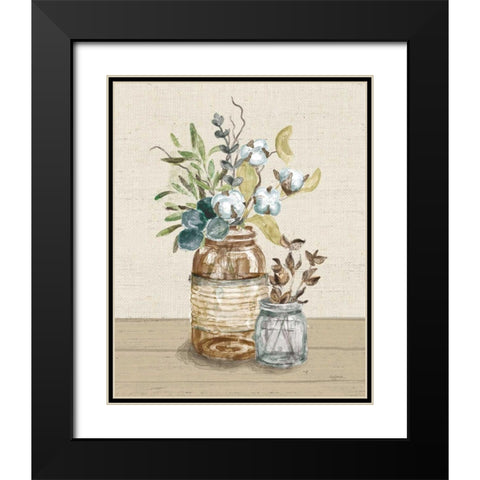 Cotton Bouquet III Cream Black Modern Wood Framed Art Print with Double Matting by Urban, Mary