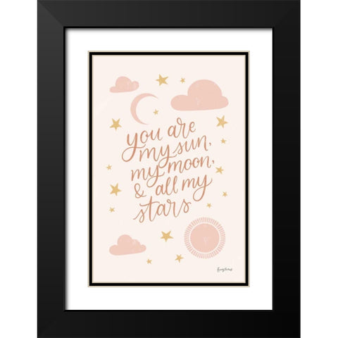 Pink Celestial Boho I Black Modern Wood Framed Art Print with Double Matting by Thorns, Becky