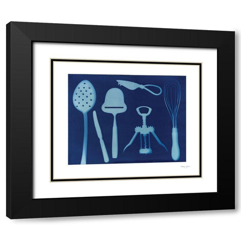 Cyanotype Kitchen XV Black Modern Wood Framed Art Print with Double Matting by Green, Nancy