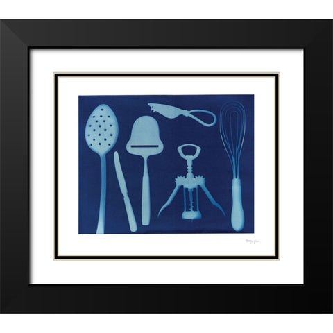 Cyanotype Kitchen XV Black Modern Wood Framed Art Print with Double Matting by Green, Nancy