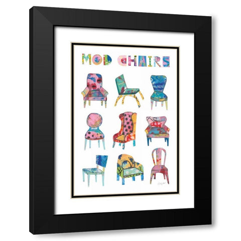 Mod Chairs Nine Up Black Modern Wood Framed Art Print with Double Matting by Prahl, Courtney