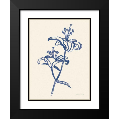 Ink Lilies I Blue Black Modern Wood Framed Art Print with Double Matting by Miller, Sara Zieve