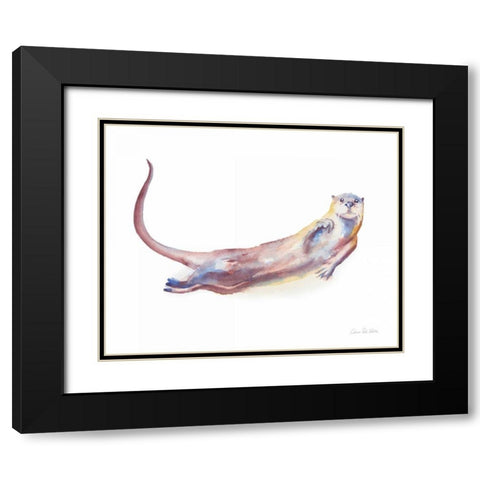 Swimming Otter I Black Modern Wood Framed Art Print with Double Matting by Valle, Aimee Del