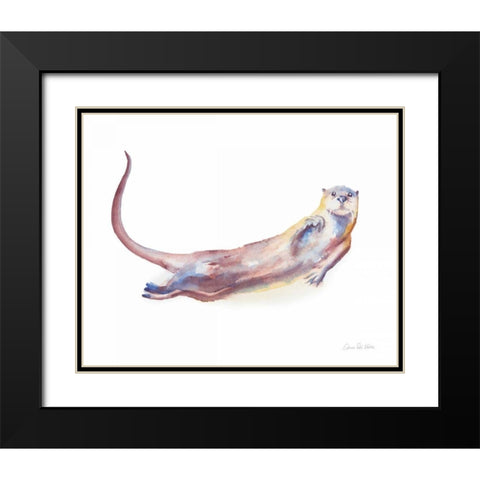 Swimming Otter I Black Modern Wood Framed Art Print with Double Matting by Valle, Aimee Del