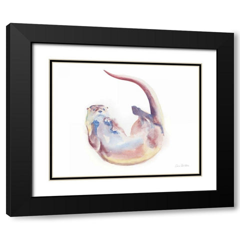 Swimming Otter II Black Modern Wood Framed Art Print with Double Matting by Valle, Aimee Del