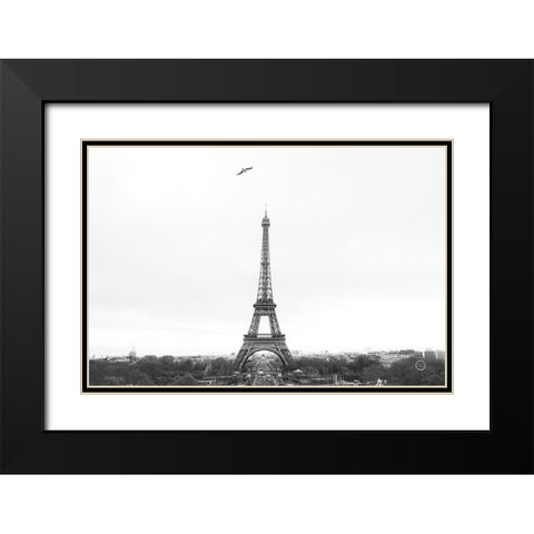 A Birds View of Paris Crop I Black Modern Wood Framed Art Print with Double Matting by Larson, Nathan