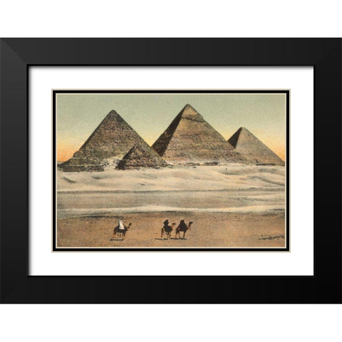Cairo Pyramids Black Modern Wood Framed Art Print with Double Matting by Wild Apple Portfolio
