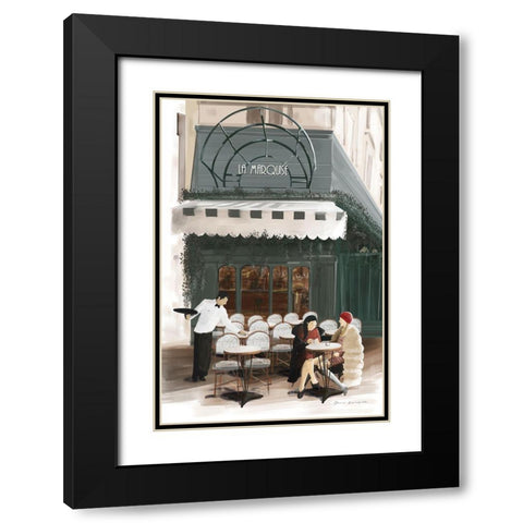 Paris Bistro Black Modern Wood Framed Art Print with Double Matting by Escalante, Omar