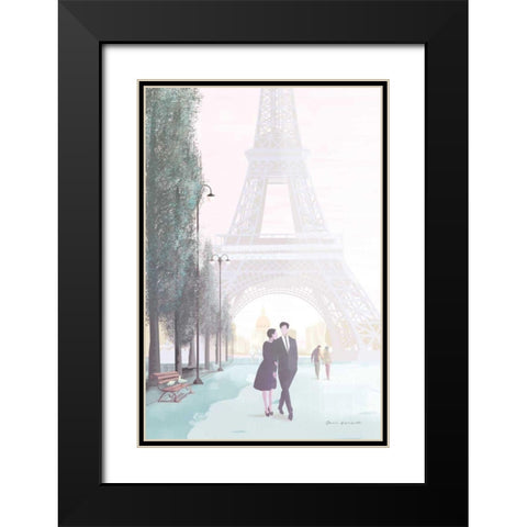 Paris Love Black Modern Wood Framed Art Print with Double Matting by Escalante, Omar