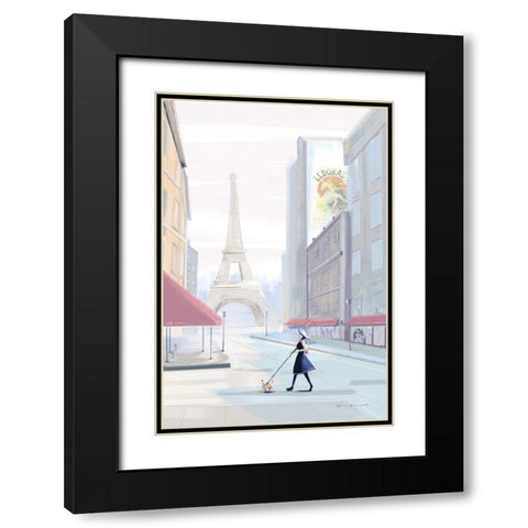Paris Morning Walk Black Modern Wood Framed Art Print with Double Matting by Escalante, Omar