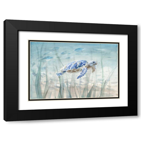Undersea Turtle Black Modern Wood Framed Art Print with Double Matting by Nai, Danhui