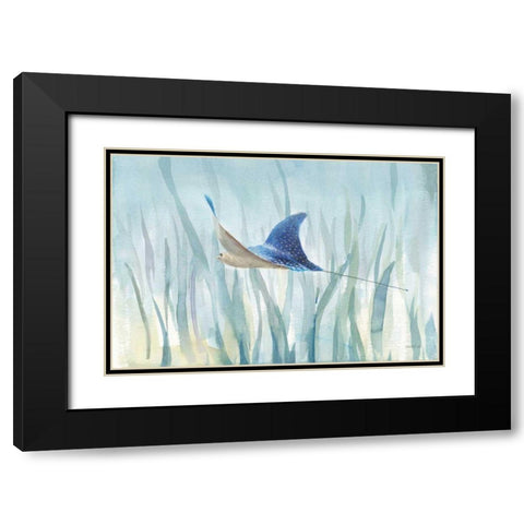 Undersea Ray Black Modern Wood Framed Art Print with Double Matting by Nai, Danhui