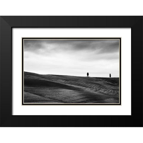 To the Horizon Black Modern Wood Framed Art Print with Double Matting by Aledanda