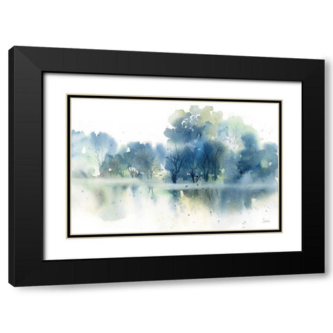 Blue Pond Reflections Black Modern Wood Framed Art Print with Double Matting by Pete, Katrina