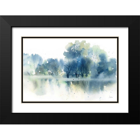 Blue Pond Reflections Black Modern Wood Framed Art Print with Double Matting by Pete, Katrina