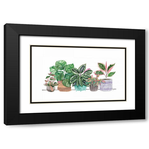 Happy House Plants I No Words Black Modern Wood Framed Art Print with Double Matting by Panganiban, Karyn