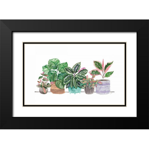 Happy House Plants I No Words Black Modern Wood Framed Art Print with Double Matting by Panganiban, Karyn