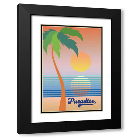 Paradise Clean Black Modern Wood Framed Art Print with Double Matting by Wild Apple Portfolio