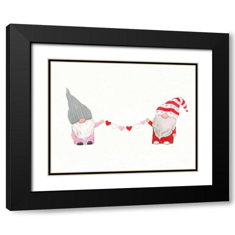 Gnomes in Love I Black Modern Wood Framed Art Print with Double Matting by Jackson, Jenaya