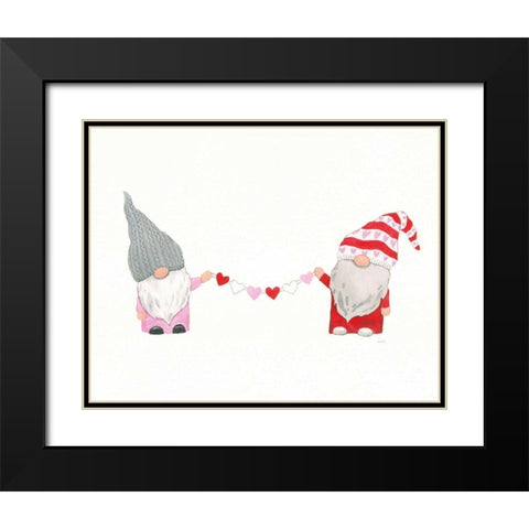 Gnomes in Love I Black Modern Wood Framed Art Print with Double Matting by Jackson, Jenaya