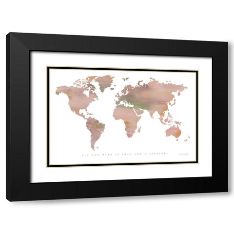 Passport to the World Black Modern Wood Framed Art Print with Double Matting by Charro, Mercedes Lopez