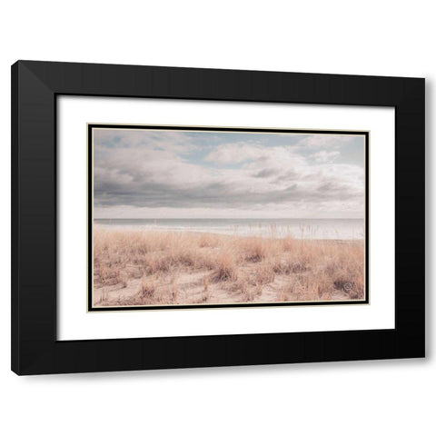Soft Oceans Black Modern Wood Framed Art Print with Double Matting by Larson, Nathan