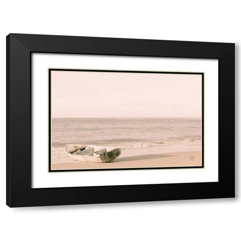 Fishing Boat at Sunset Black Modern Wood Framed Art Print with Double Matting by Larson, Nathan