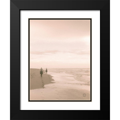 Horses on the Beach Crop Black Modern Wood Framed Art Print with Double Matting by Larson, Nathan