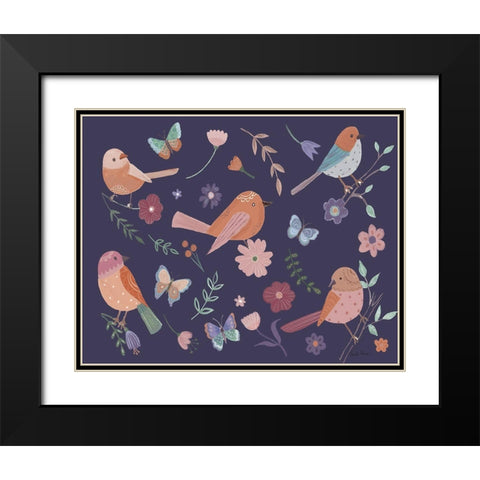 Royal Birds I Purple Black Modern Wood Framed Art Print with Double Matting by Zaman, Farida