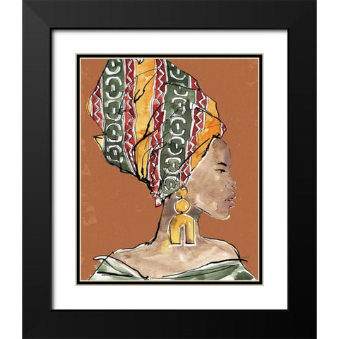African Flair V Earthy Black Modern Wood Framed Art Print with Double Matting by Tavoletti, Anne