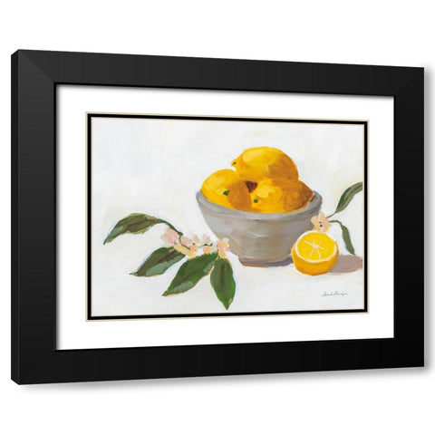 Lemons in Grey Bowl Black Modern Wood Framed Art Print with Double Matting by Munger, Pamela