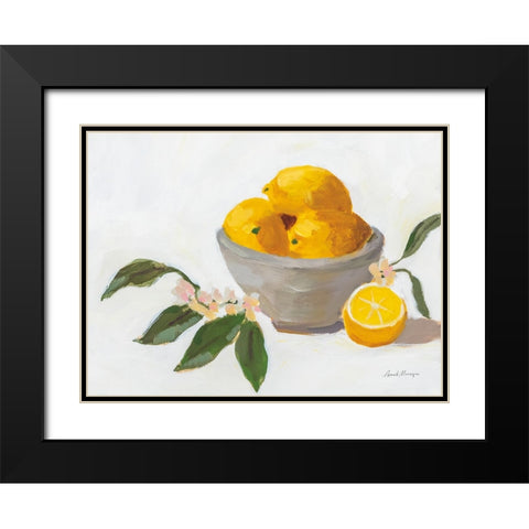 Lemons in Grey Bowl Black Modern Wood Framed Art Print with Double Matting by Munger, Pamela