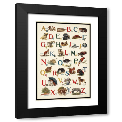 Schoolhouse Alphabet Black Modern Wood Framed Art Print with Double Matting by Wild Apple Portfolio