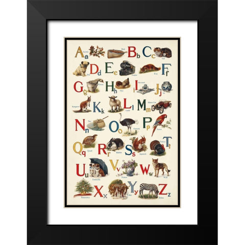 Schoolhouse Alphabet Black Modern Wood Framed Art Print with Double Matting by Wild Apple Portfolio