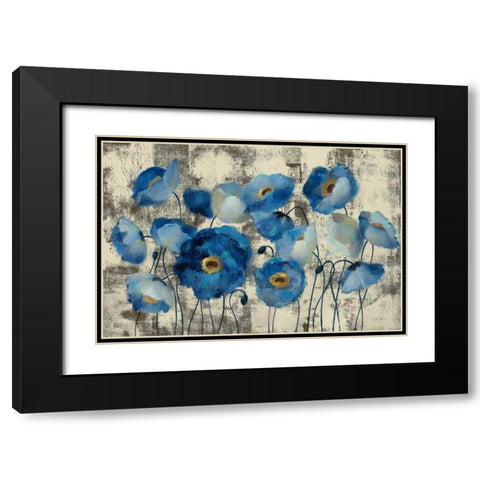 Aquamarine Floral Black Modern Wood Framed Art Print with Double Matting by Vassileva|Silvia