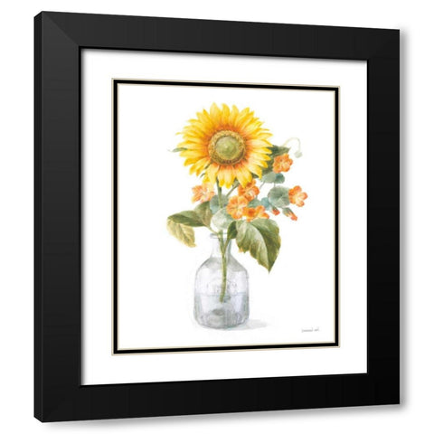 Fresh Cut Sunflowers II Black Modern Wood Framed Art Print with Double Matting by Nai, Danhui